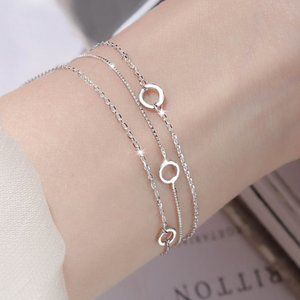 #NEW 925 Sterling Silver Circle Chain Bracelet